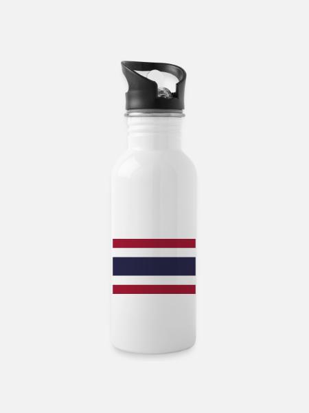 Thailand flag / Drapeau Thaïlande - Gourde avec paille intégrée - blanc