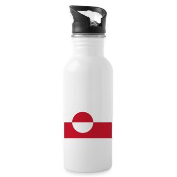 Groenland flag / Drapeau Groenland - Water bottle with straw - white - Right
