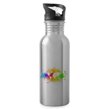 World Rainbow spreaded Color - Water bottle with straw - silver - Right