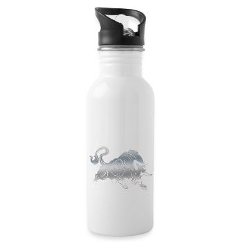 Bull Bull Head Head Logo Steak Beast Gym Horn - Water bottle with straw - white - Right