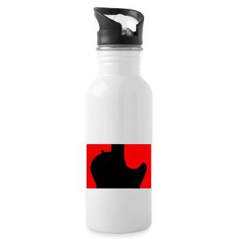 Schwarze Rockgitarre Silhouette - Trinkflasche mit integriertem Trinkhalm - Weiß - Rechts