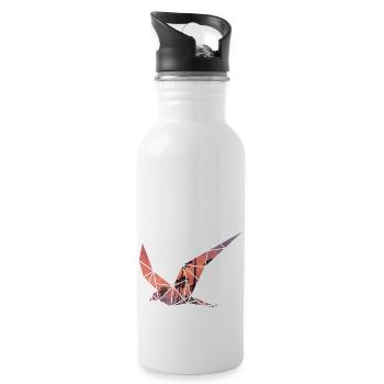 Vogel Sonnenuntergang Illustration - Trinkflasche mit integriertem Trinkhalm - Weiß - Rechts