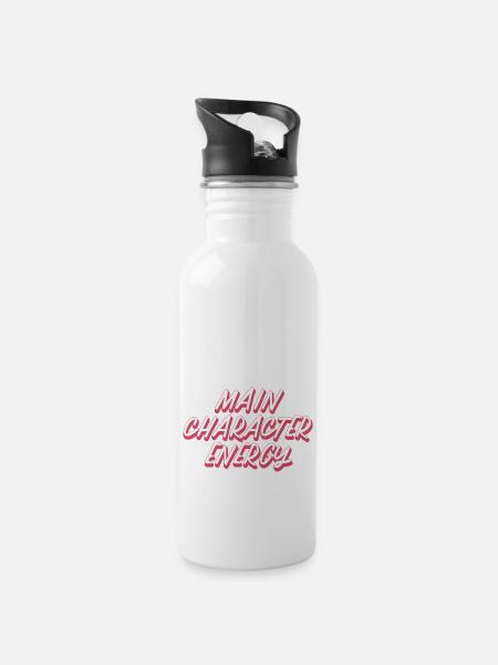 Main Character Energy - Trinkflasche mit integriertem Trinkhalm - Weiß