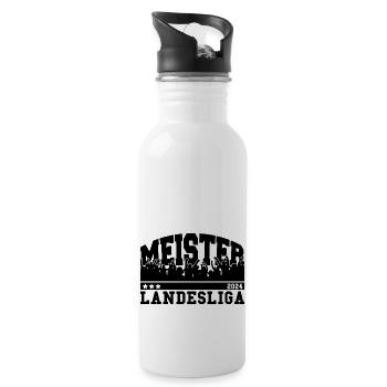 Meister Landesliga 2024 Aufstieg Fußball Handball - Trinkflasche mit integriertem Trinkhalm - Weiß - Rechts