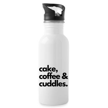 cake coffee and cuddles - claim - Trinkflasche mit integriertem Trinkhalm - Weiß - Rechts