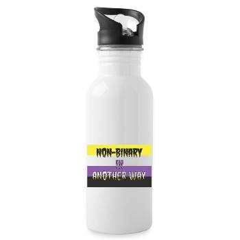 Non-binary in another way - Water bottle with straw - white - Right