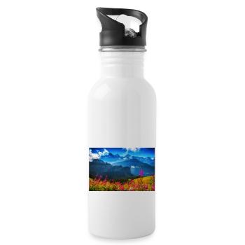 SOMMER ALPEN - Trinkflasche mit integriertem Trinkhalm - Weiß - Rechts