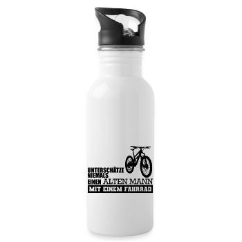 Funny Bicycle Saying - Water bottle with straw - white - Right