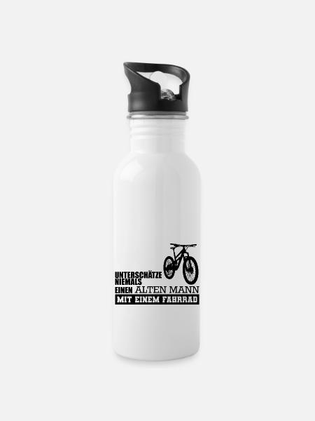 Lustiger Fahrrad Spruch - Trinkflasche mit integriertem Trinkhalm - Weiß