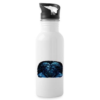 Sternzeichen Zwilling M - Trinkflasche mit integriertem Trinkhalm - Weiß - Rechts