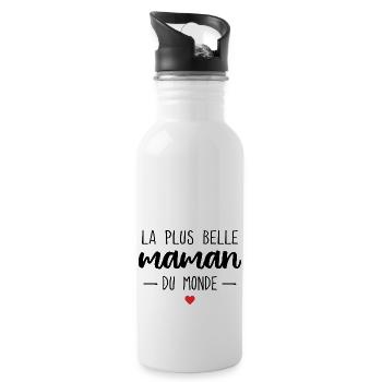 The World's Most Beautiful Mom Gift - Water bottle with straw - white - Right