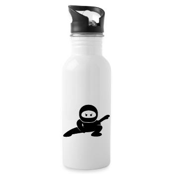 ninja comic - Trinkflasche mit integriertem Trinkhalm - Weiß - Rechts