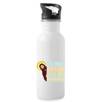 I'm Telling Dad Funny Jesus Meme God Religious - Water bottle with straw - white - Right