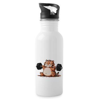 TIGER FITNESSSTUDIO - Trinkflasche mit integriertem Trinkhalm - Weiß - Rechts