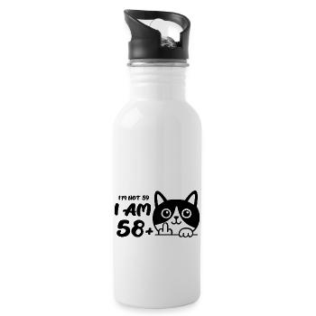 Je n’ai pas 59 ans, j’en ai 58 plus 1 doigt d’honneur - Gourde avec paille intégrée - blanc - Droite