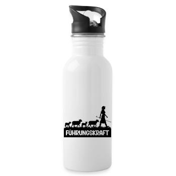 Führungskraft Schafe Hirtin Geschenkidee Lustig - Trinkflasche mit integriertem Trinkhalm - Weiß - Rechts
