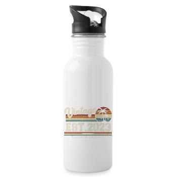 2023 Vintage Vintage Retro Birthday Gift - Water bottle with straw - white - Right