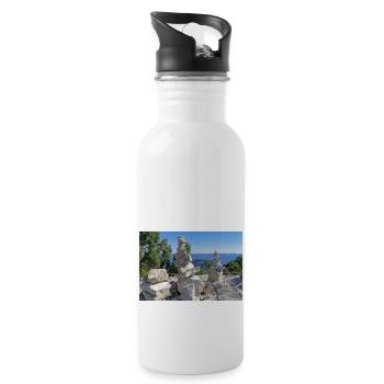 Stones 1 - Trinkflasche mit integriertem Trinkhalm - Weiß - Rechts