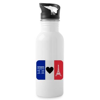 France monuments and the blue, white and red flag - Water bottle with straw - white - Right
