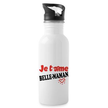 I love you BEAUTIFUL MOM - Water bottle with straw - white - Right
