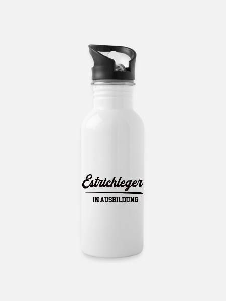 Estrichleger in Ausbildung Estrichlegerausbildung - Trinkflasche mit integriertem Trinkhalm - Weiß