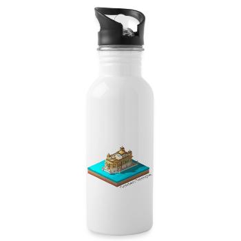 Geometric low poly Golden Temple - Water bottle with straw - white - Right