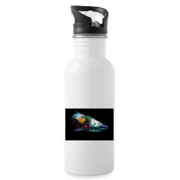 Graffiti Requin by Blach® - Gourde avec paille intégrée - blanc - Droite