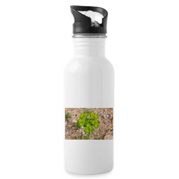 blooming colorful Wolfsmilch (Euphorbia) flower - Water bottle with straw - white - Right