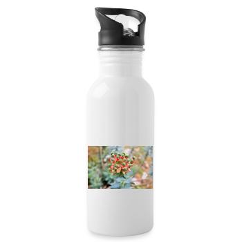 blooming colorful Wolfsmilch (Euphorbia) flower - Water bottle with straw - white - Right