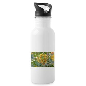 blooming colorful Wolfsmilch (Euphorbia) flower - Water bottle with straw - white - Right