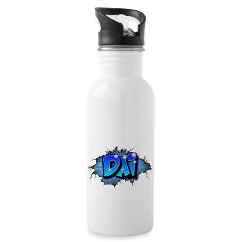 Graffiti DAI Blaue Ziegel Risse - Trinkflasche mit integriertem Trinkhalm - Weiß - Rechts
