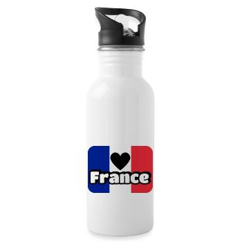 French flag blue white red - Water bottle with straw - white - Right