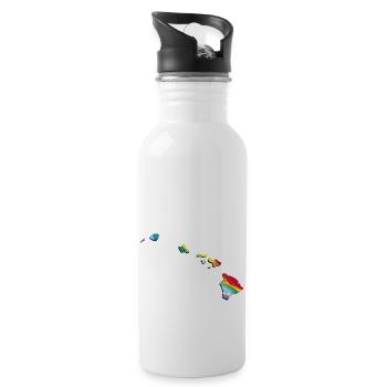 LGBTQ flag in the Hawaii state map - Water bottle with straw - white - Right