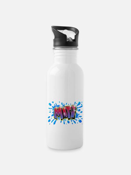 Mati graffiti printable on everything - Water bottle with straw - white