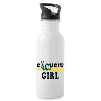 Sächsie Girl - Lustiger Denglish-Spruch - Trinkflasche mit integriertem Trinkhalm - Weiß - Rechts
