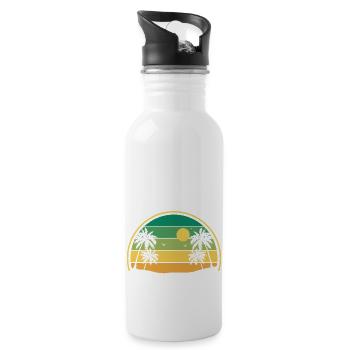 Retro Sommer Sonnenuntergang - Trinkflasche mit integriertem Trinkhalm - Weiß - Rechts