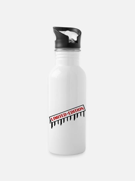 limited edition 2 - Trinkflasche mit integriertem Trinkhalm - Weiß