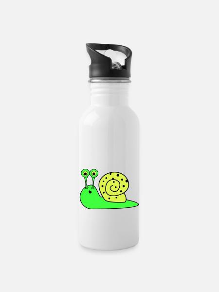 schnecke funny - Trinkflasche mit integriertem Trinkhalm - Weiß