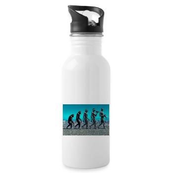 Evolution des Fotografen: Vom Affen zum KI-Fotografen - Trinkflasche mit integriertem Trinkhalm - Weiß - Rechts