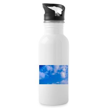 Blue cloudy sky - Gourde avec paille intégrée - blanc - Droite
