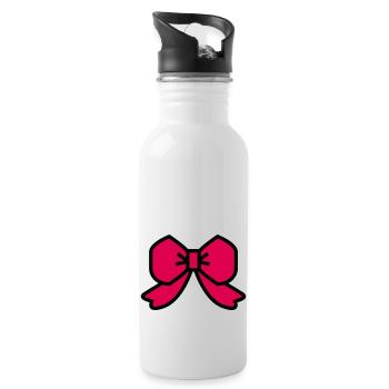 red ribbon bow - Water bottle with straw - white - Right