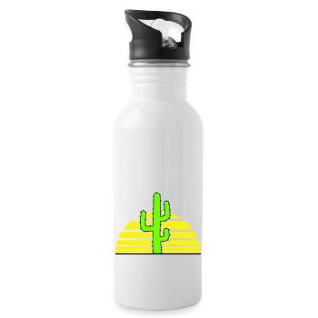 Cactus Sun Prickly Night Desert Sunset - Water bottle with straw - white - Right