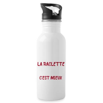 Raclette ist gut, ist besser - Trinkflasche mit integriertem Trinkhalm - Weiß - Rechts