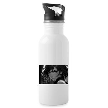 Femme Fatale in an expressive black and white look - Water bottle with straw - white - Right