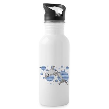 Delfin - Trinkflasche mit integriertem Trinkhalm - Weiß - Rechts