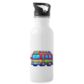 Bus - Trinkflasche mit integriertem Trinkhalm - Weiß - Rechts