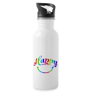 happy quotes positive quote cute love positivity - Water bottle with straw - white - Right