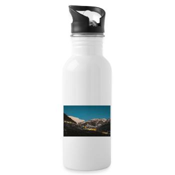 Lueur des Alpes sur la chaîne de montagnes Agrafa en Grèce - Gourde avec paille intégrée - blanc - Droite
