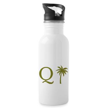 Lettre q vert Palm - Gourde avec paille intégrée - blanc - Droite