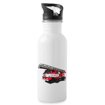 Feuerwehr // DDR // Illustration - Trinkflasche mit integriertem Trinkhalm - Weiß - Rechts